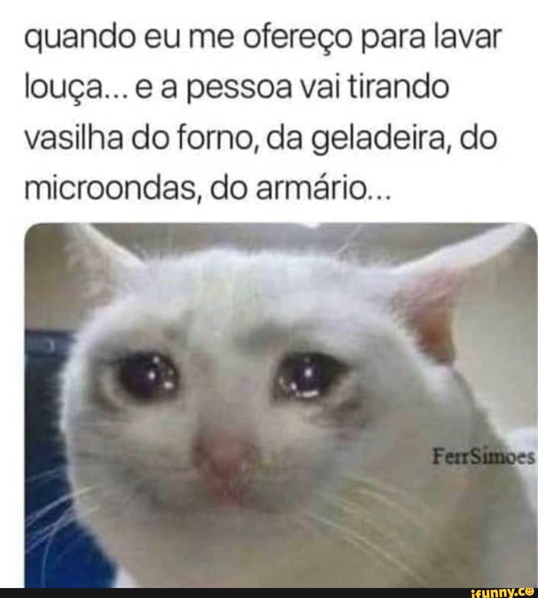 quando eu me ofereço para lavar
louça... e a pessoa vai tirando
vasilha do forno, da geladeira, do
microondas, do armário...