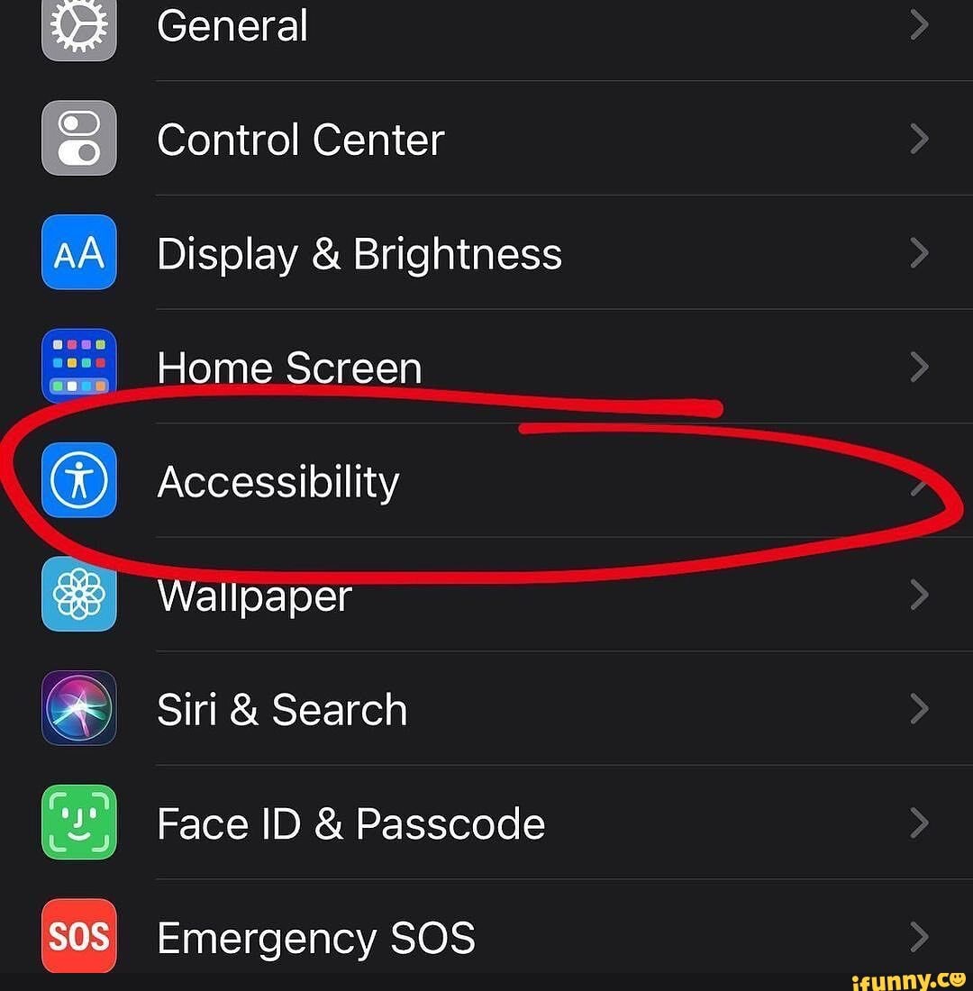General Control Center Display & Brightness Home Screen Accessibility Wallpaper Siri & Search