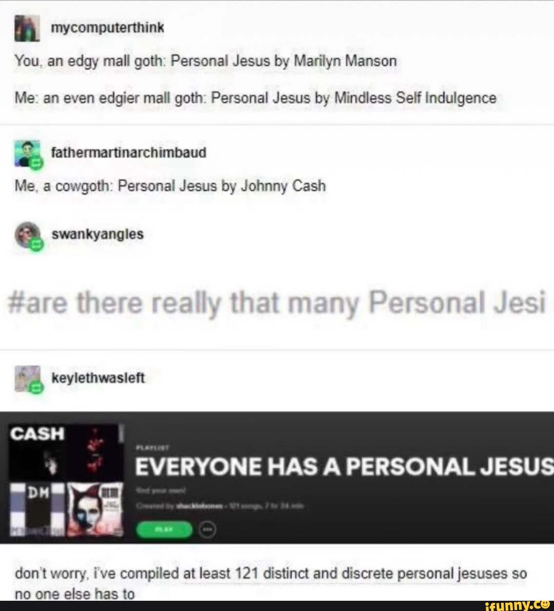 Mycomputerthink You an edgy mall goth: Personal Jesus by Marilyn Manson ...