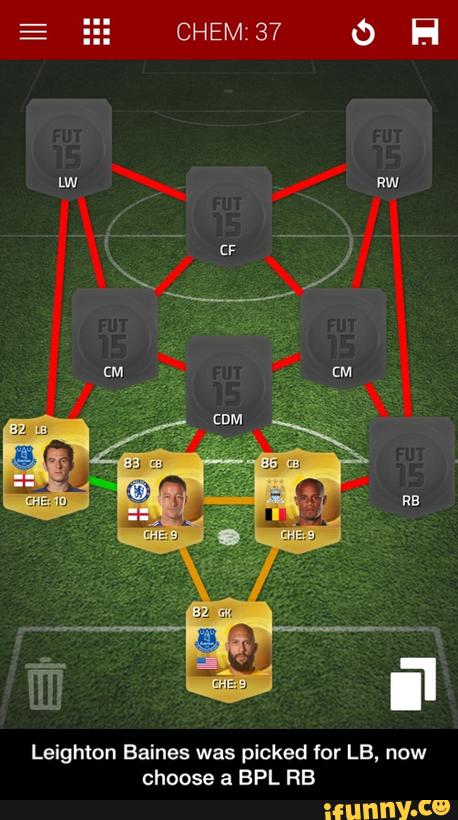 Leighton Baines was picked for LB, now
choose a BPL RB - Leighton Baines was picked for LB, now choose a BPL RB