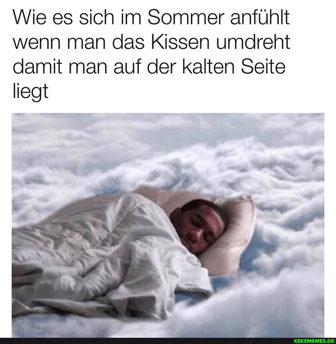 Wie es sich im Sommer anfühlt wenn man das Kissen umdreht damit man auf der kalten Seite liegt