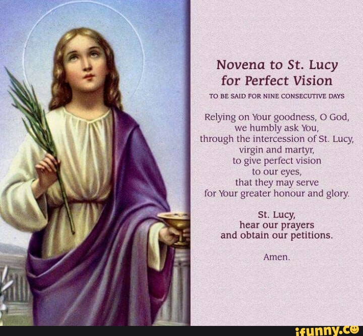 Novena to St. Lucy for Perfect Vision TO BE SAID FOR NINE CONSECUTIVE ...