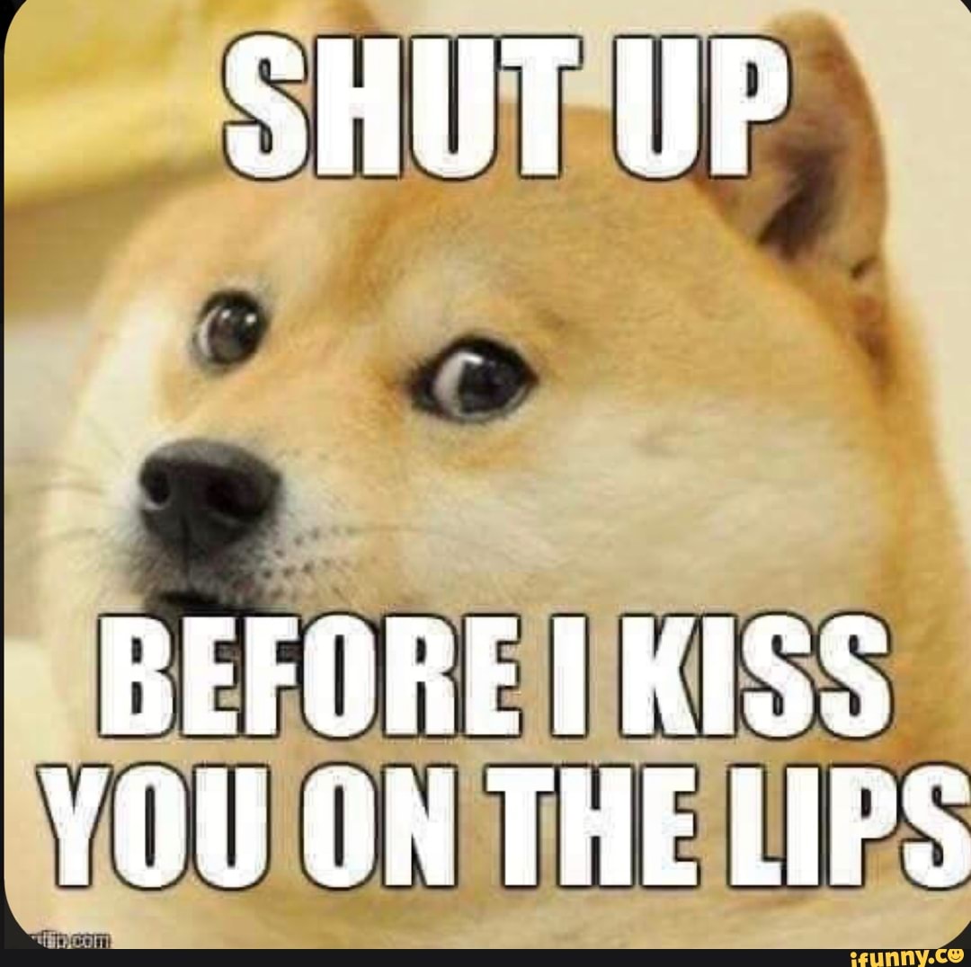 Shut meme. Shut up Мем. Ехидный доге. Doge облизывается. Shut up before i Kiss you on the Lips meme.