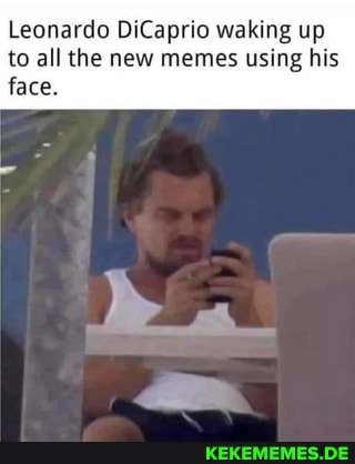 Leonardo DiCaprio waking up
to all the new memes using his face.