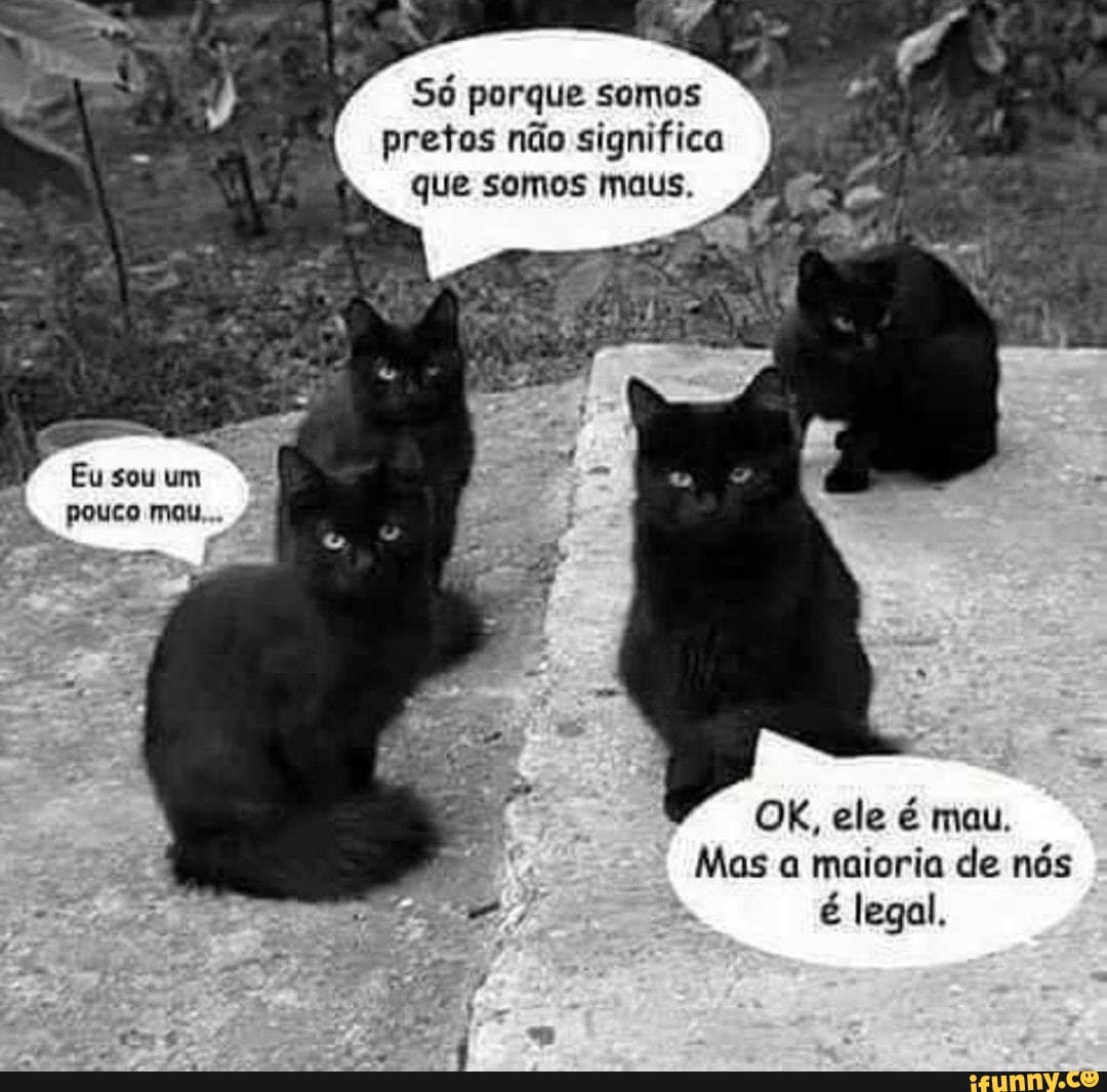 Só porque somos pretos não significa que somos maus.
Eu sou um pouco mau...
OK, ele é mau.
Mas a maioria de nós é legal,
