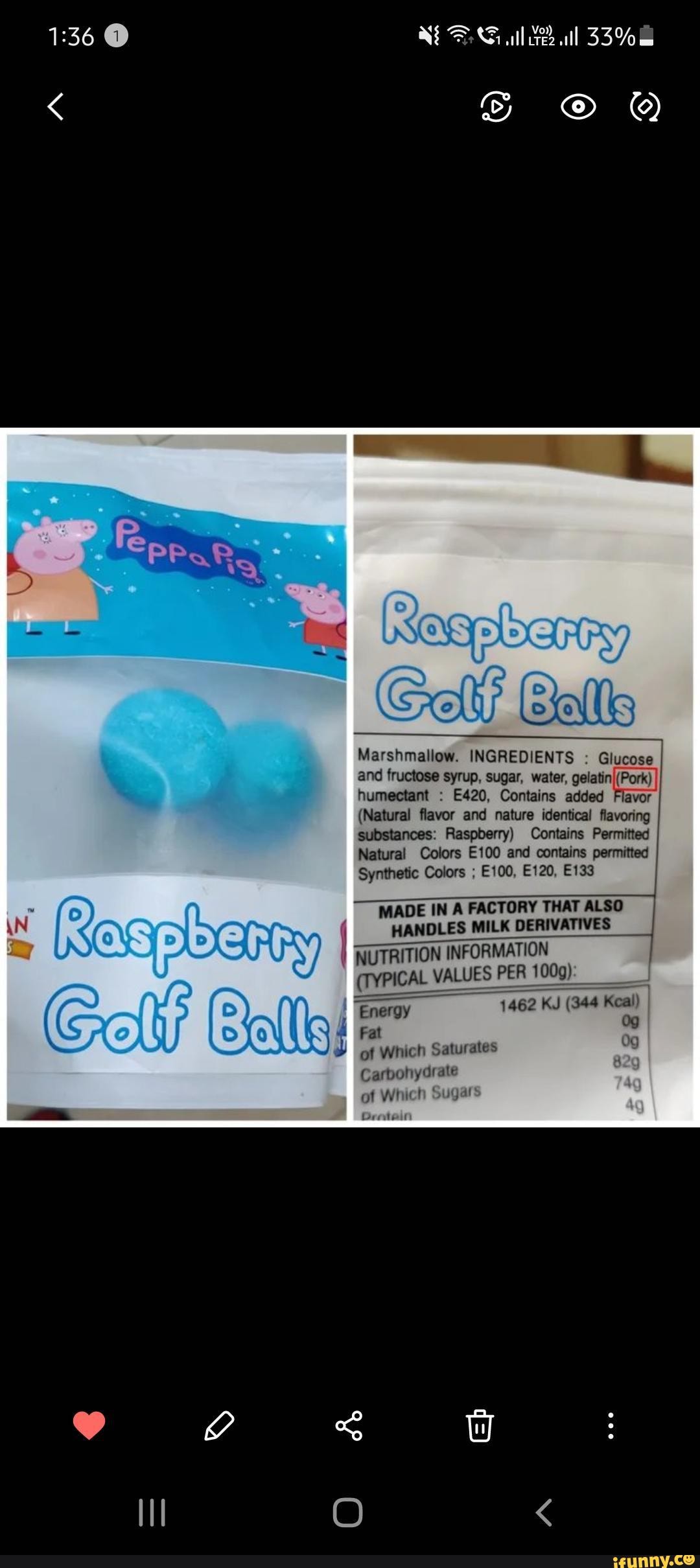 Marshmallow. INGREDIENTS Glucose and fructose syrup, sugar, water, gelatin (Pork) I humectant