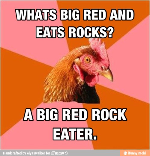 WHATS/BIG RED/AND
EATS ROCKS?