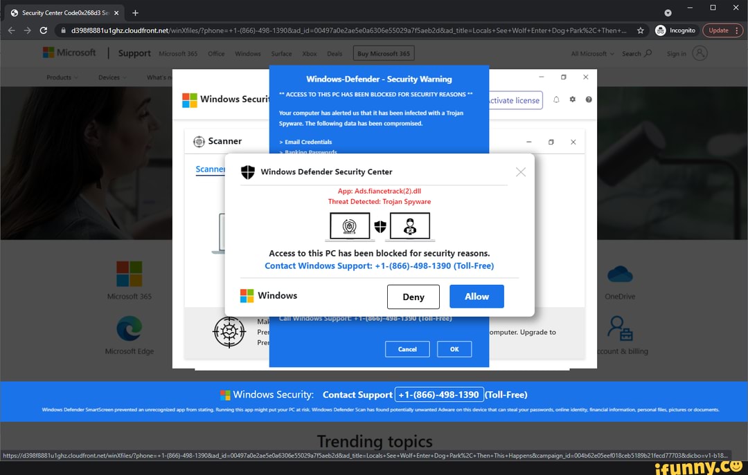 WindowsDetender Security Warning ACCESS TO THIS PC HAS BEEN BLOCKED