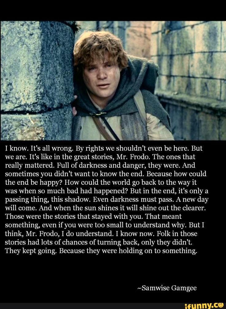 There’s still some good in this world, Mr Frodo. And it’s worth
