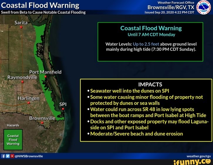 Coastal Flood Warning TX 'Swell fromI Came Notable Coastal Flooding ...