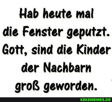 Hab heute mal die Fenster geputzt.
Gott, sind die Kinder
der Nachbarn
aroß geworden.