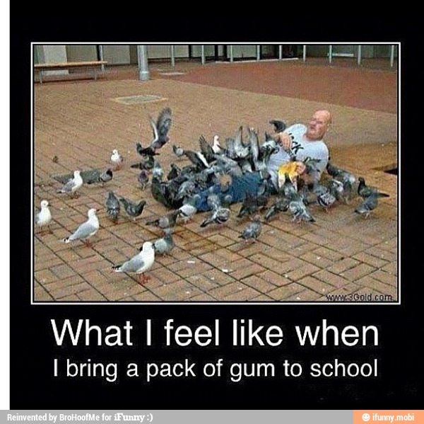 a
cool com
What I feel like when
I bring a pack of gum to school