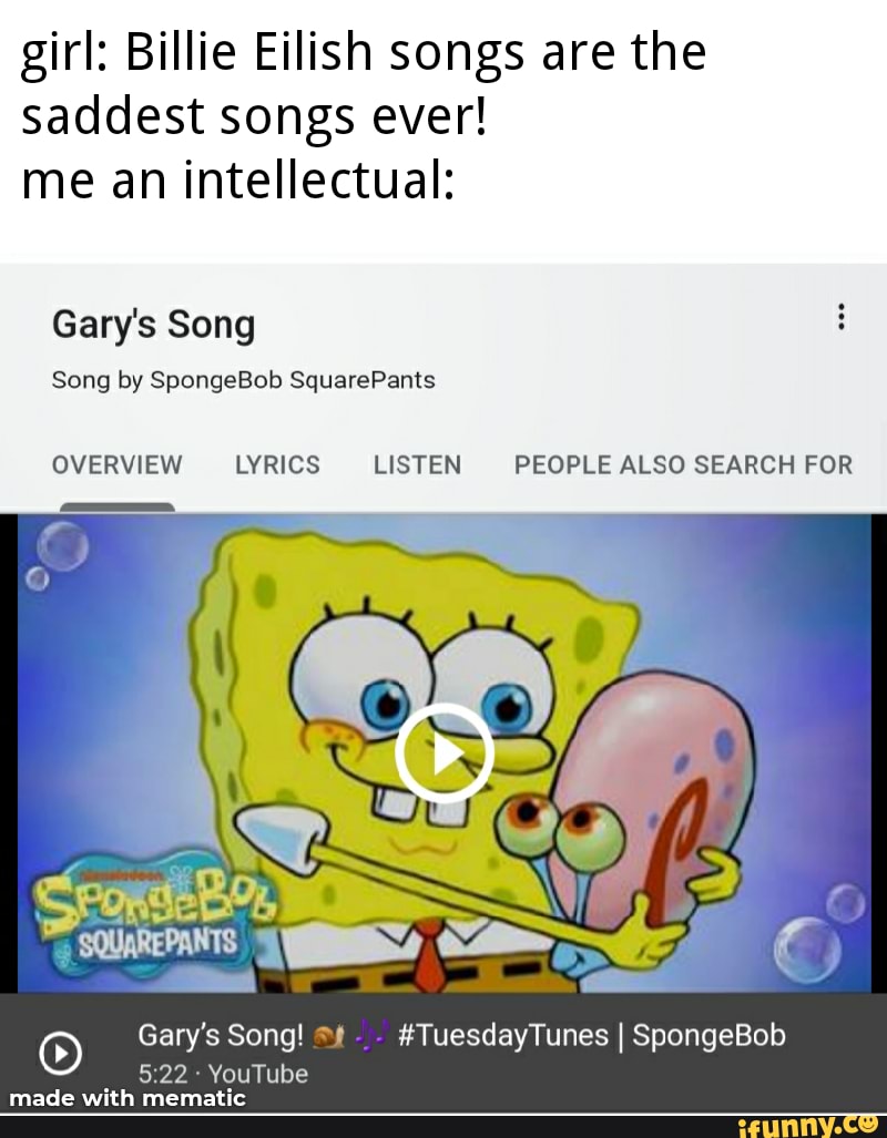 SpongeBob SquarePants – Gary's Song Lyrics