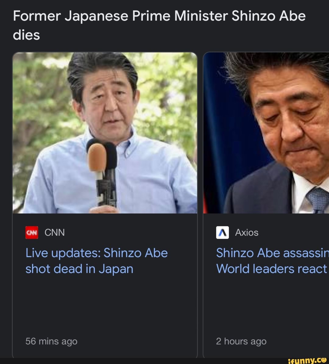 Former Japanese Prime Minister Shinzo Abe Dies On Cnn Axios Live