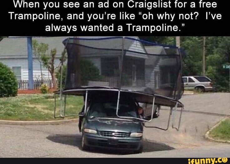 When you see an ad on Craigslist tor tree Trampoline, and you're like
