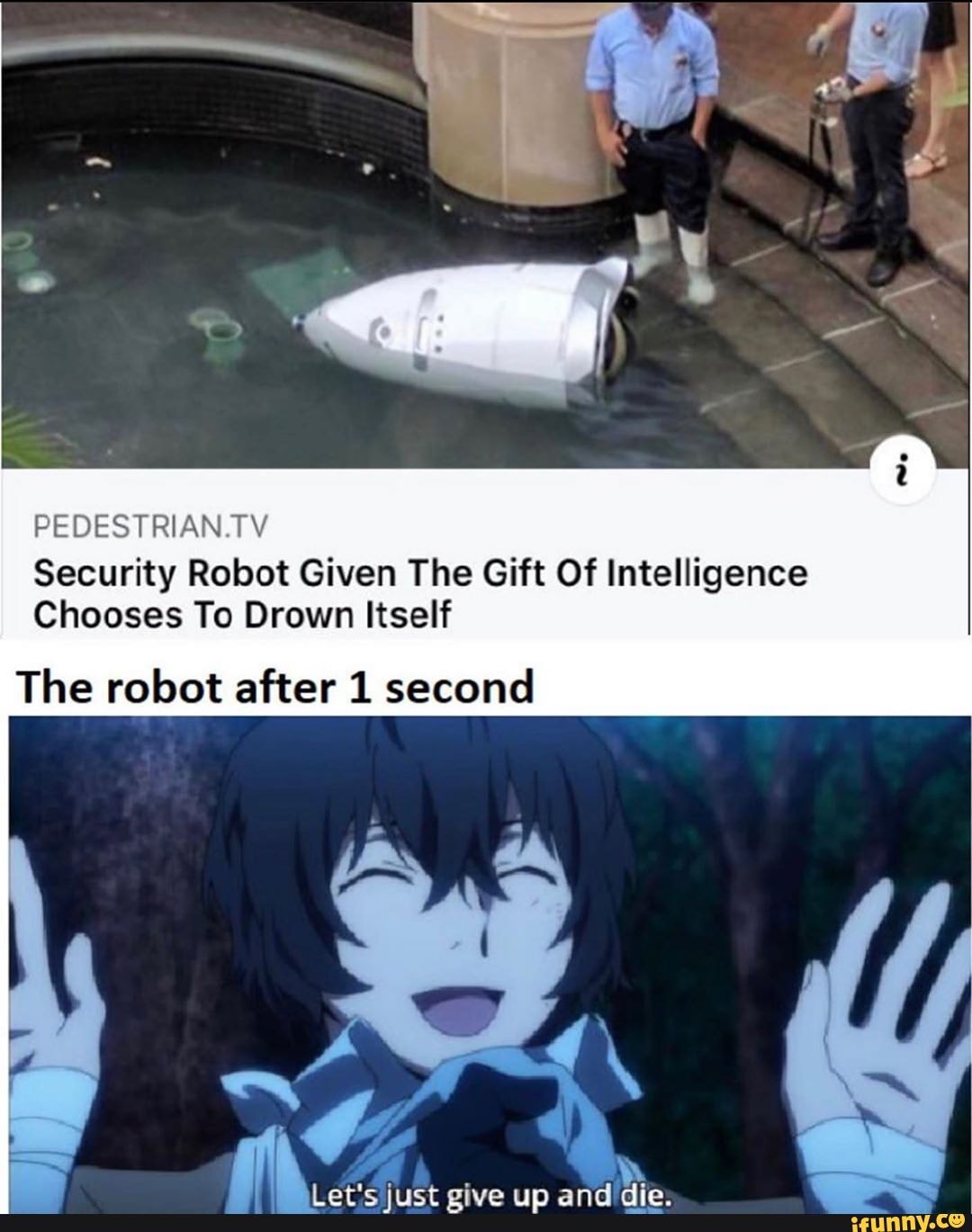 PEDESTRIAN.TV Security Robot Given The Gift Of Intelligence Chooses To  Drown Itself The robot after 1 second - )