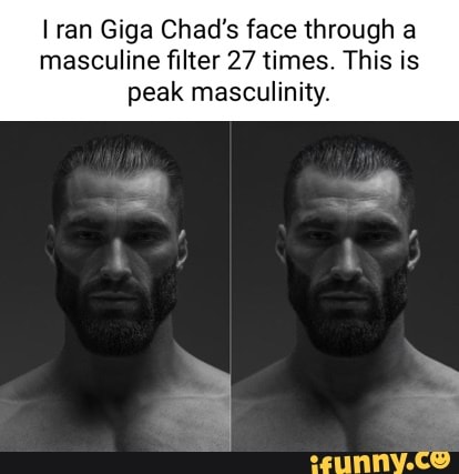 Ran Giga Chad's face through a masculine filter 27 times. This is peak  masculinity. al al - iFunny