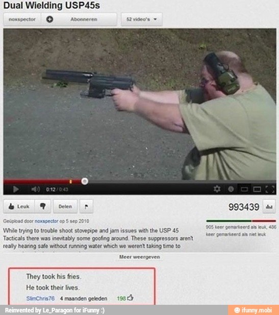 Dual Wielding USP45s
la trying to trouble shoot stovepipe and jam issues with the USP 45
Tacticals there was inevtably some goofing around. These suppressors arent
realy hearing safe without running water which we weeen taking time to
Meer weergeven
They took his fries