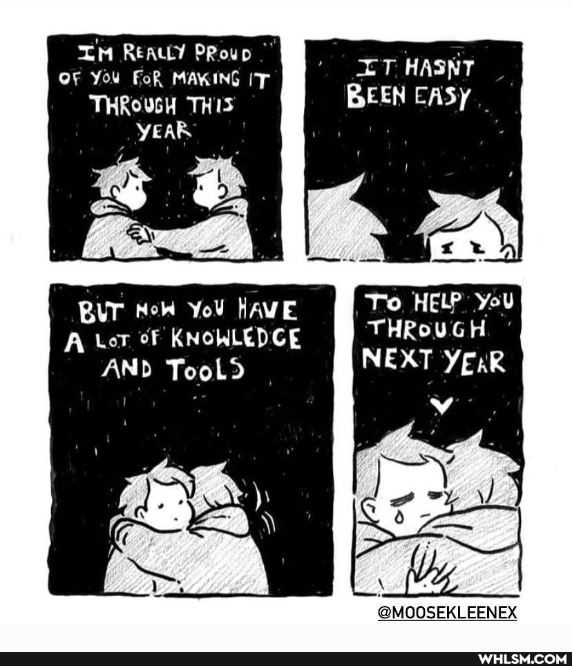 Tm REALLY PRoup
OF You FoR MAKING IT XT HASNT
THROUGH THIS BEEN EASy
YEAR
BUT welt You Have To HELP You
A of KNOWLEDCE THROUGH AND Tool) NEXT YER
@MOOSEKLEENEX