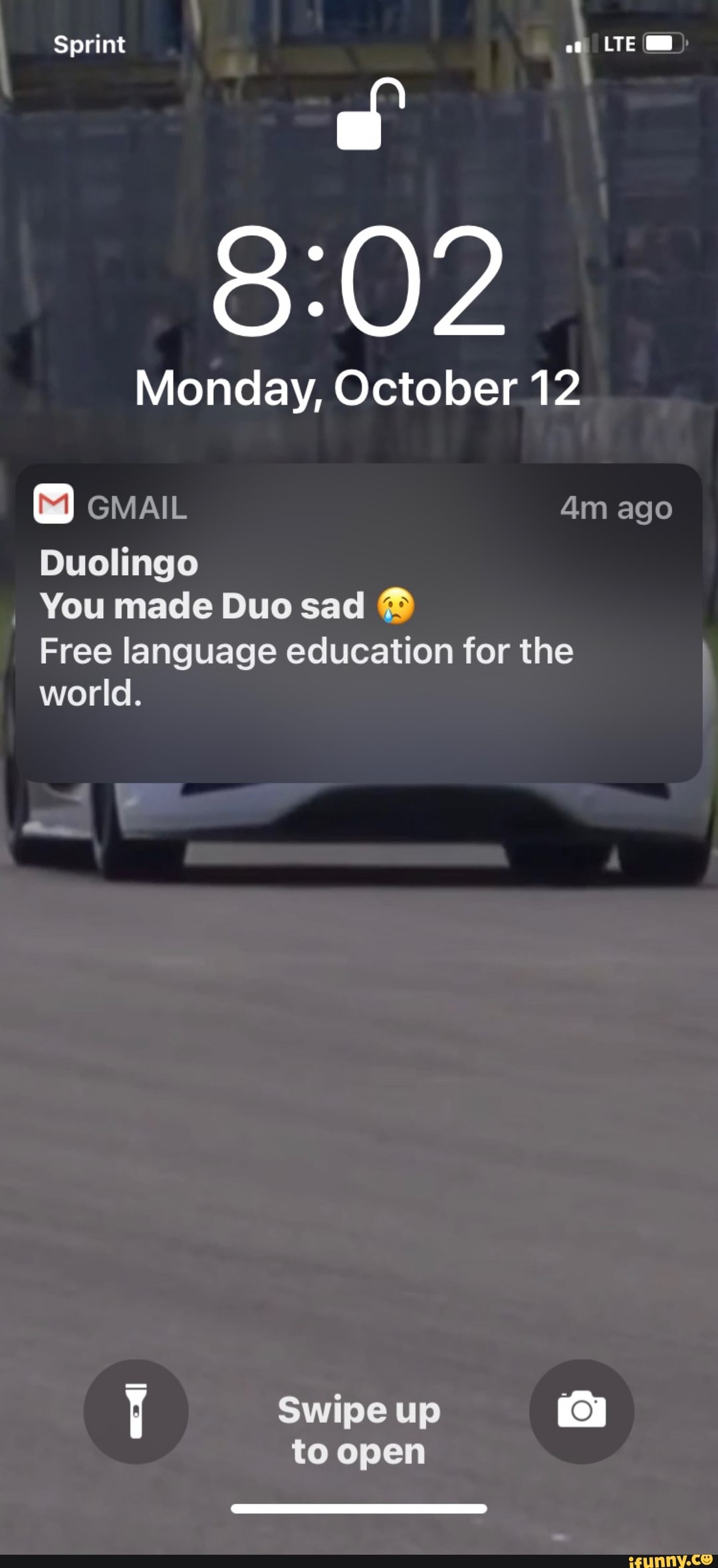 Sprint LTE Monday, October 12 GMAIL ago Duolingo You made Duo sad Free ...