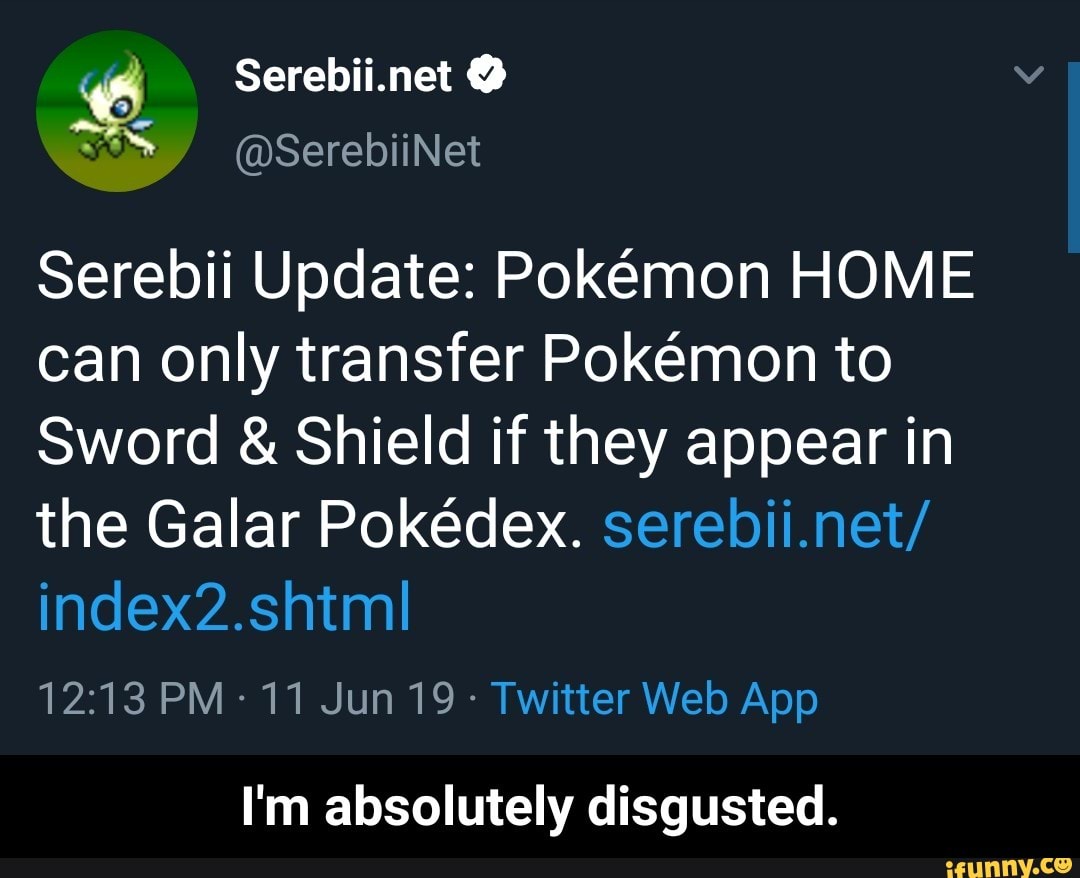 Serebii Update Pokémon Home Can Only Transfer Pokémon To