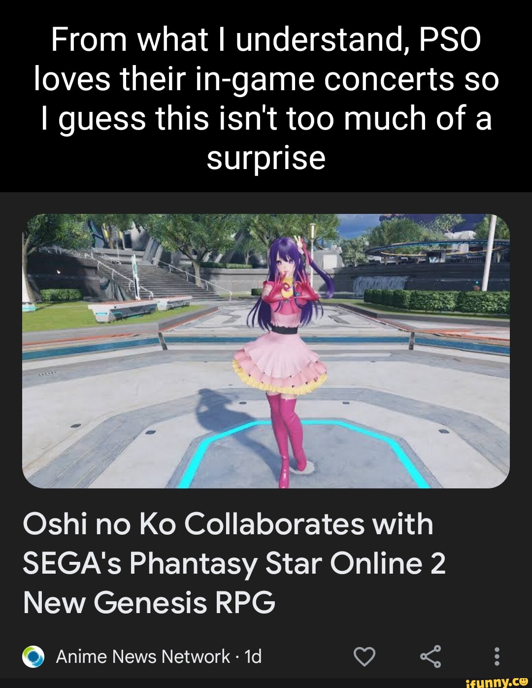 Oshi no Ko Collaborates with SEGA's Phantasy Star Online 2 New
