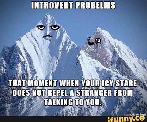 INTROVERT PROBELMS
THAT MOMENT WHEN YOUR ICY STARE DOES NOT REPEL A. STRANGER FROM TALKING TO YOU.