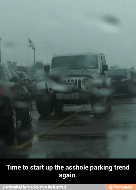 Time to start up the asshole parking trend
again. - Time to start up the asshole parking trend again.