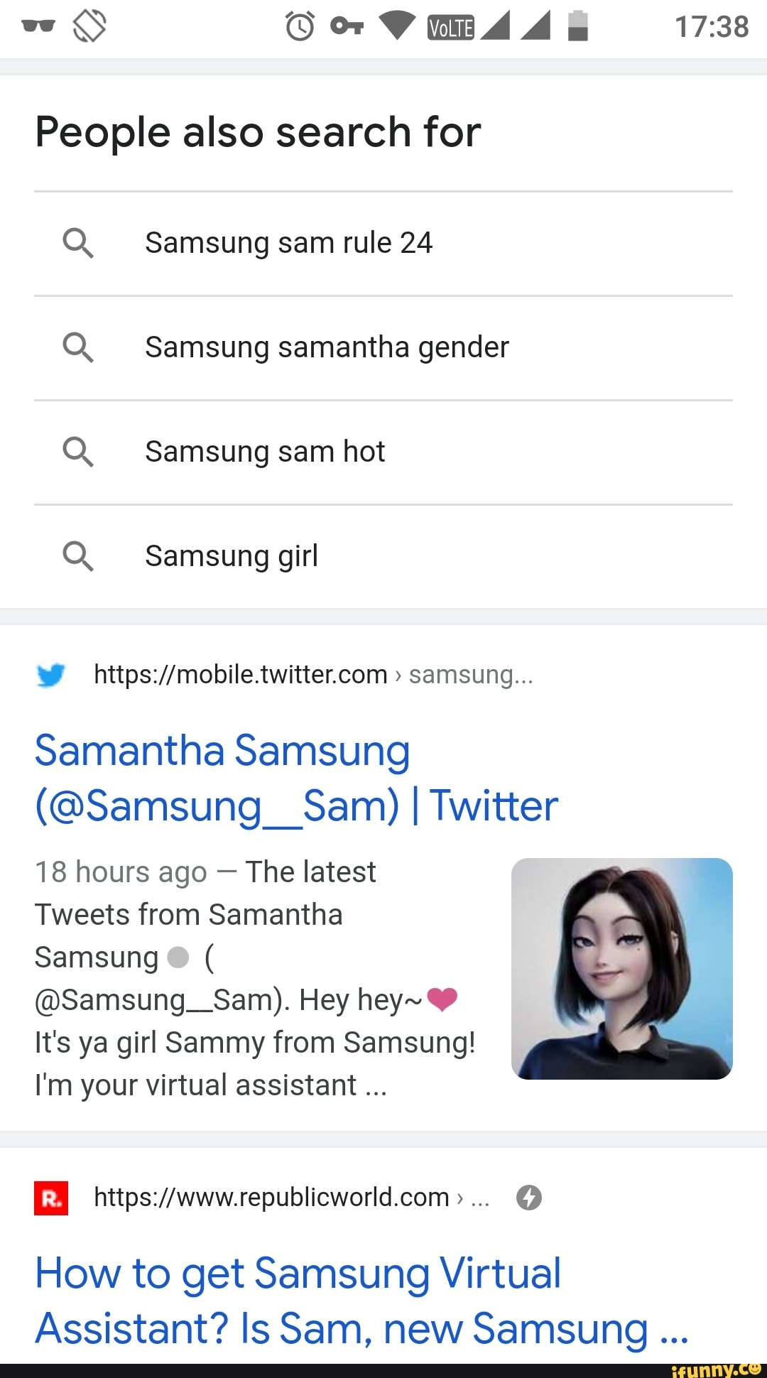 People also search for Samsung sam rule 24 Q. Samsung samantha