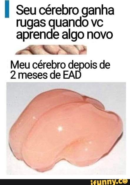 I Seu cérebro ganha
rugas quando vc
aprende algo novo
AR Gai GIP
Meu cérebro depois de
2 meses de