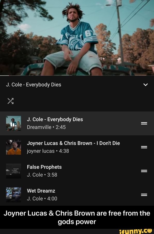 J Cole Everybody Dies Dreamviile 2 45 Joyner Lucas Chris Brown I Don T Die Joyner Lucas 4 38 J Cole 3 58 Joyner Lucas Chris Brown Are Free From