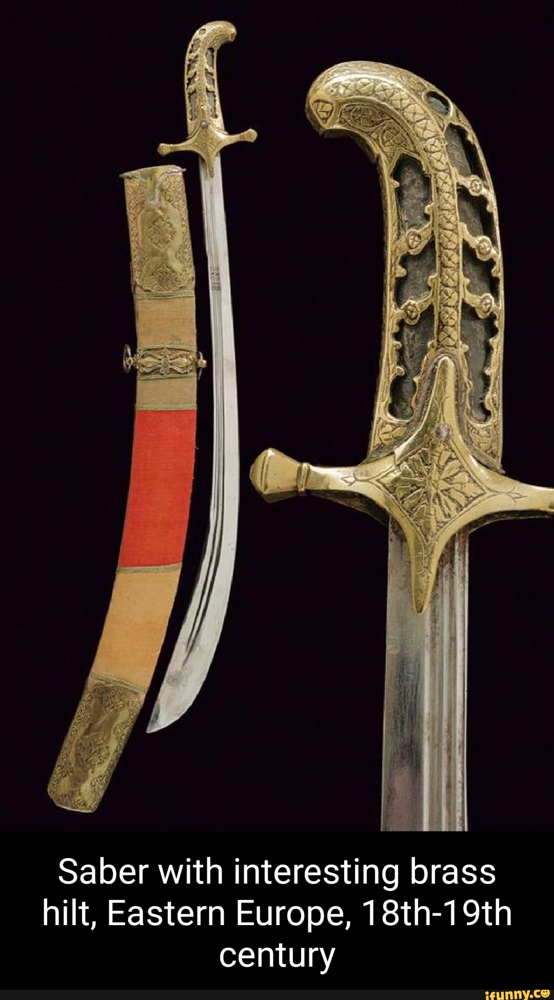 Saber with interesting brass hilt, Eastern Europe, 18th-19th century