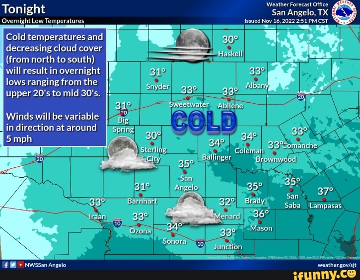 'Weather Forecast Office night San Angelo, TX Overnight Low