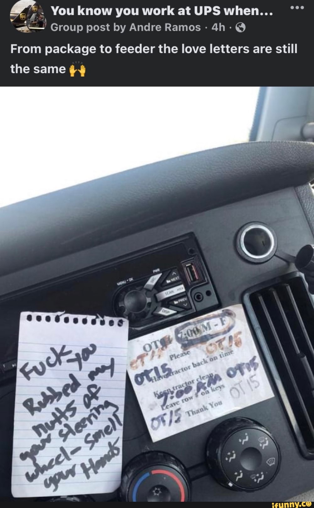 You know you work at UPS when...
Group post by Andre Ramos
From package to feeder the love letters are still the same