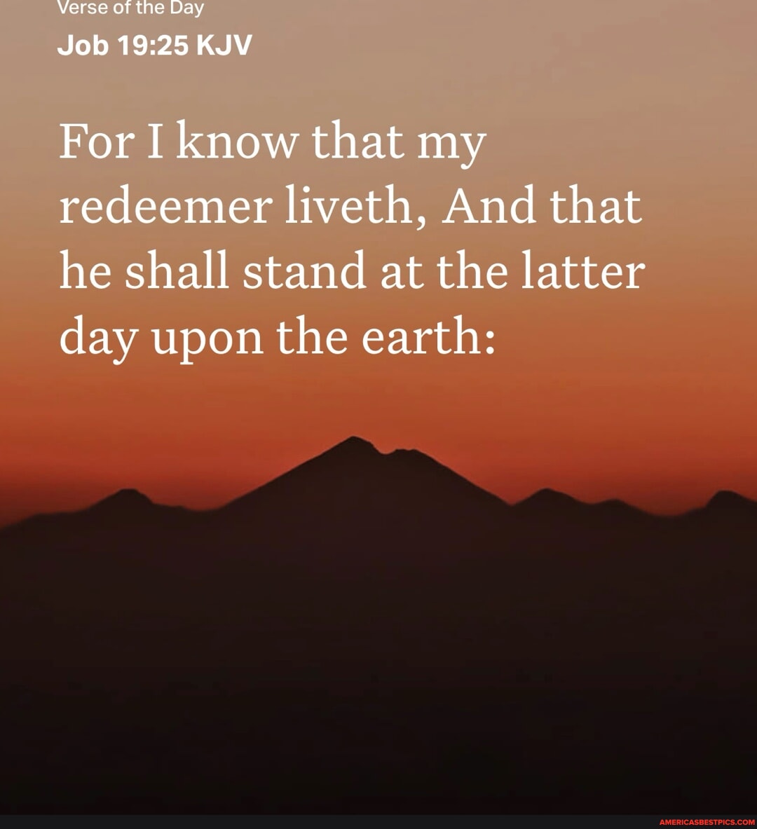 Verse Of The Day Job Kiv For I Know That My Redeemer Liveth And That