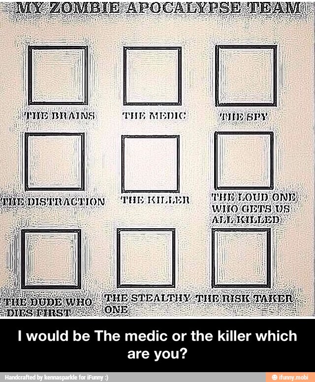 I would be The medic or the killer which
are you? - I would be The medic or the killer which are you?
