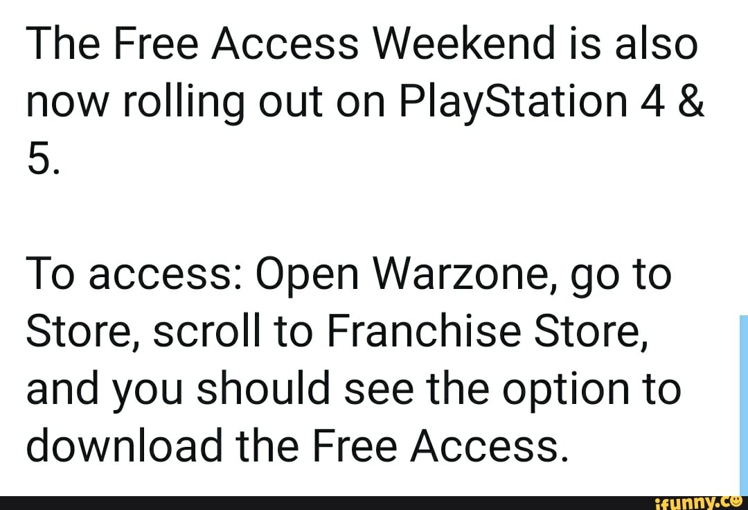 The Free Access Weekend is also now rolling out on PlayStation 4 & on ...