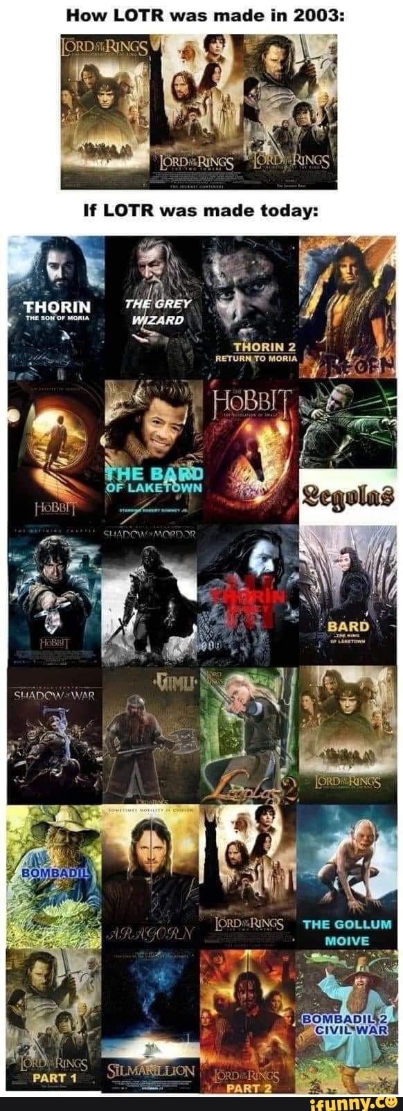 How LOUR was made in 2003:
LOVR was mace
FHORIN. THE GREY THE sOW OF MORIA IZARD
THORIN
MORIA
OF LAKE'
[ORDSRINGS THE GOLLUM MOVE