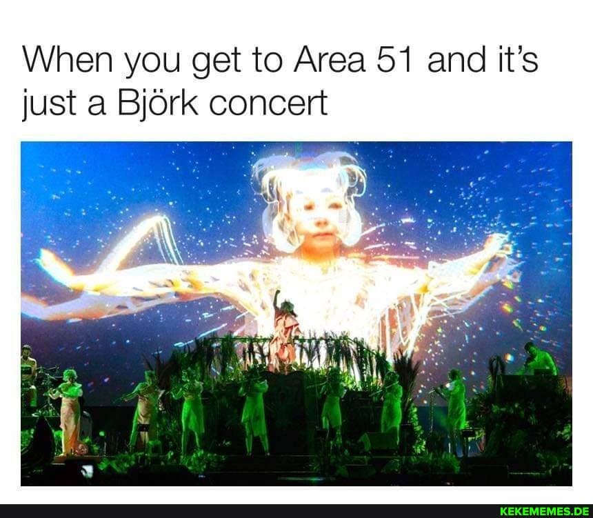 When you get to Area 51 and it's just a Bjork concert