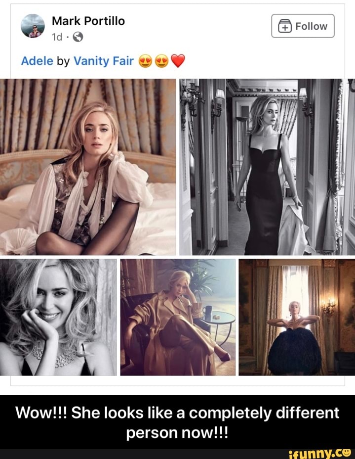 Mark Portillo O y Follow
Adele by Vanity Fair y Y
Y
Wow!!! She looks like a completely different
person now!!! - Wow!!! She looks like a completely different person now!!!