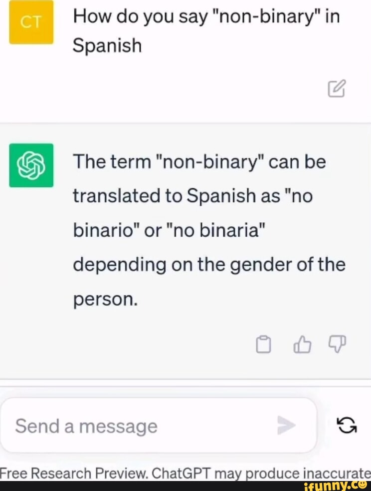 How do you say "nonbinary" in Spanish The term "nonbinary" can be