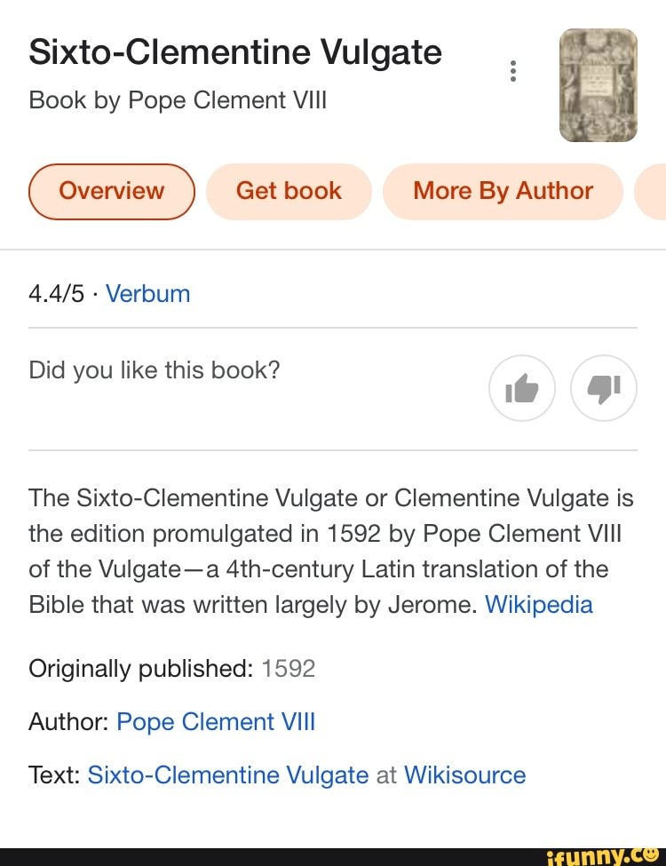SixtoClementine Vulgate Book by Pope Clement VIII Overview Get book