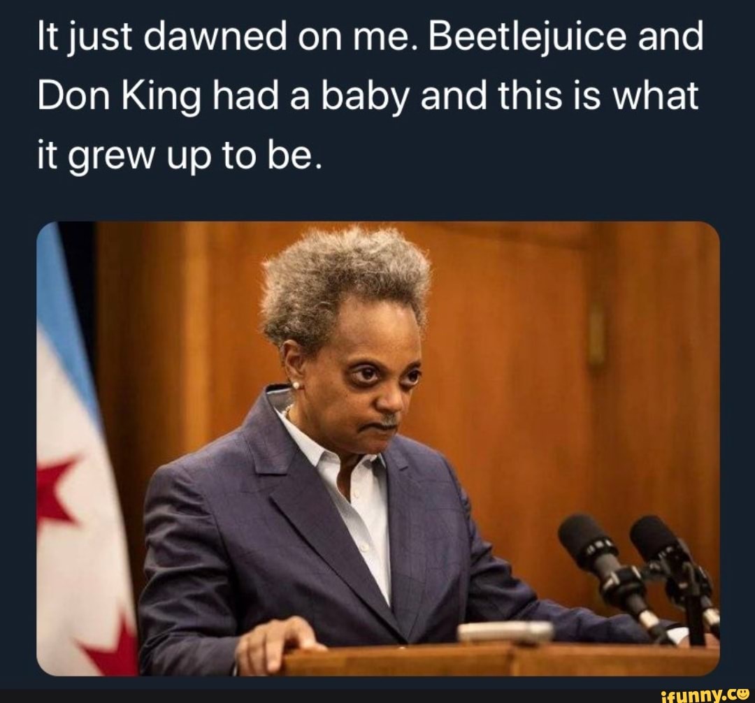 Beetlejuice and Don King had a baby and this is what it grew up to be. 