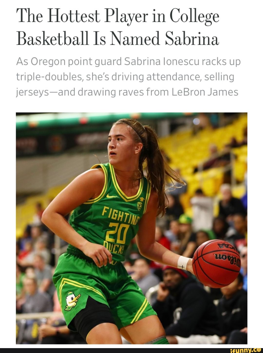 The Hottest Player in College Basketball Is Named Sabrina As Oregon point guard Sabrina lonescu ...