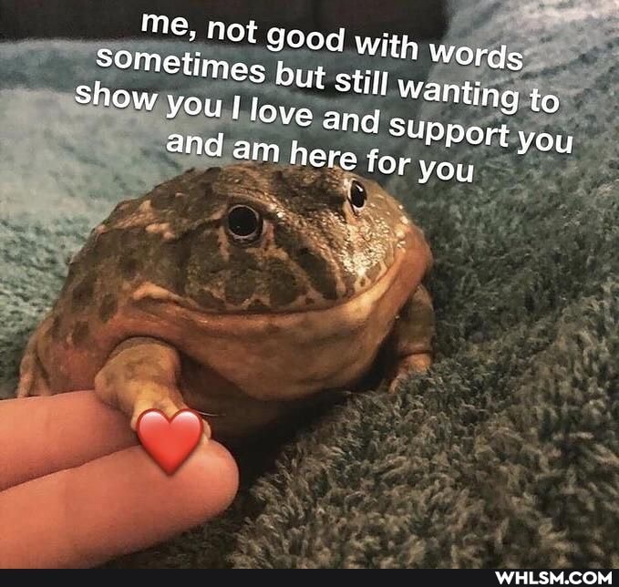 so
Me, not good but with words metimes but still Wanting to
W you and love and Support you and am here for you