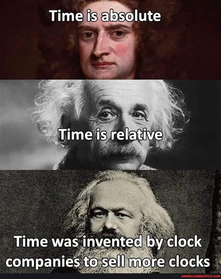 Time is absolute Time is relative Time was invented by clock companies