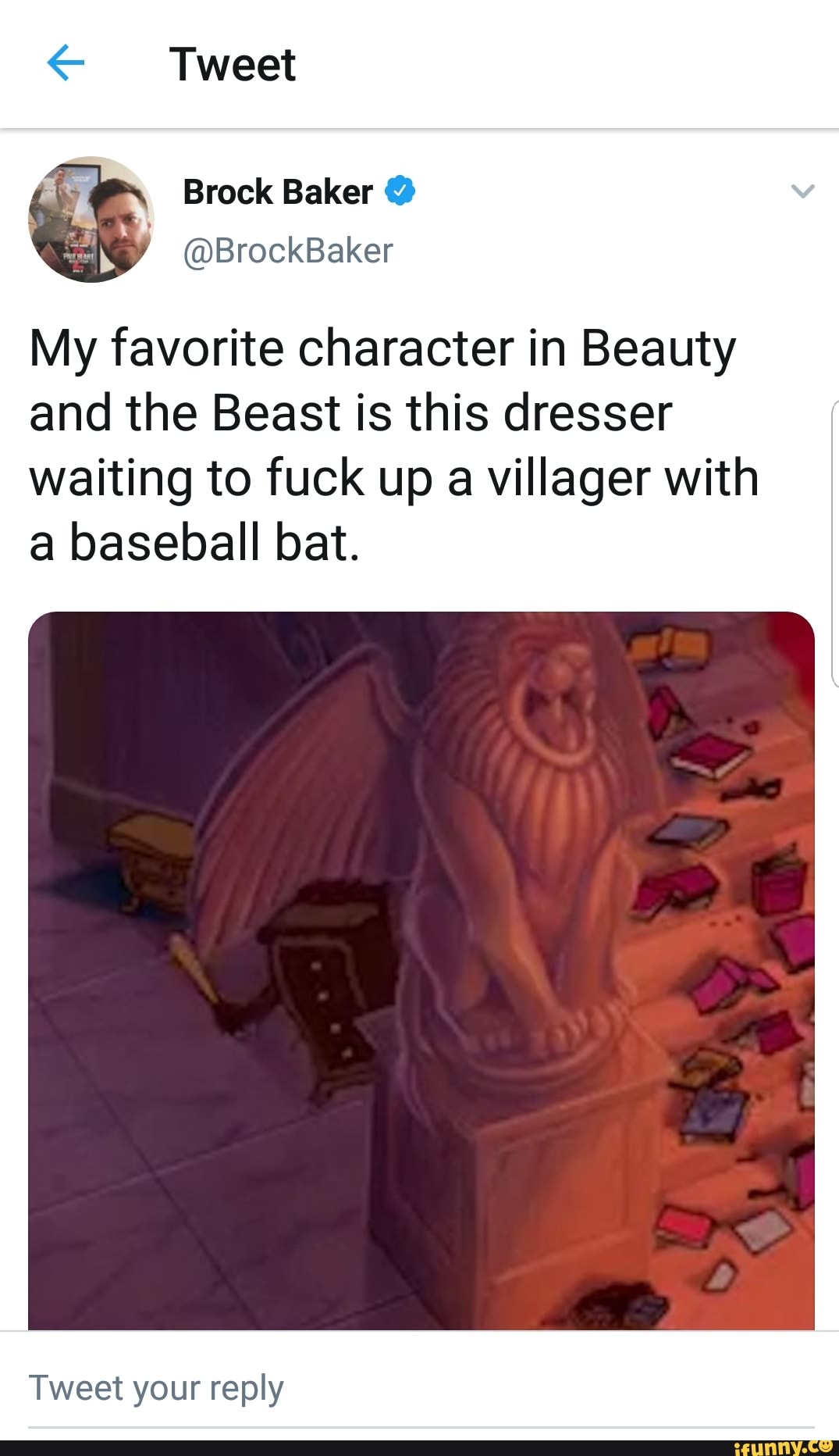 Tweet My Favorite Character In Beauty And The Beast Is This Dresser Waiting To Fuck Up A Villager With A Baseball Bat Ifunny