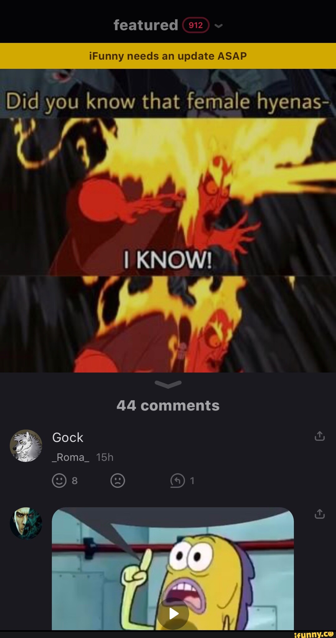 Featured 12 iFunny needs an update ASAP Did you know that female hyenas