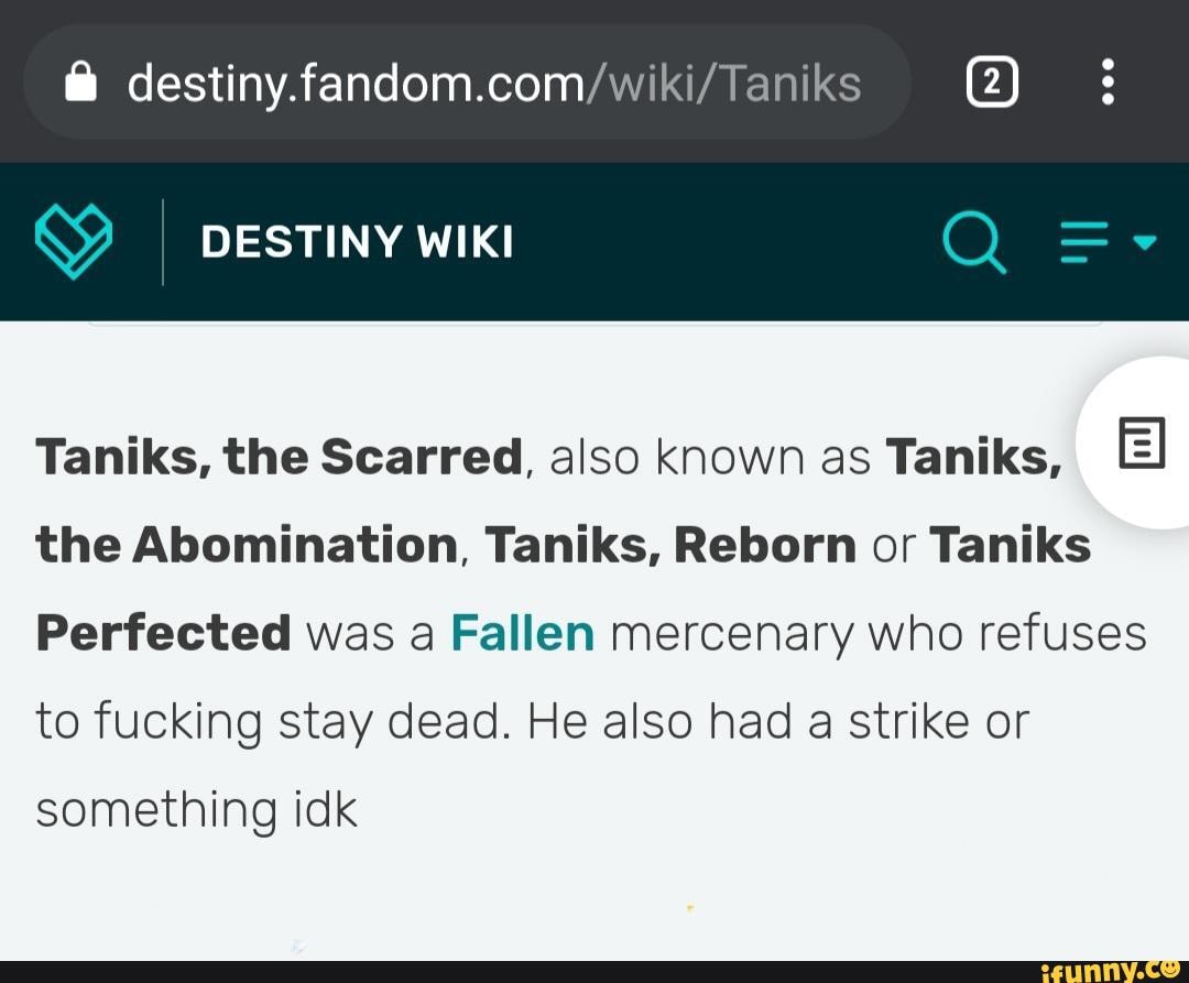 Taniks, the Scarred - Destinypedia, the Destiny wiki