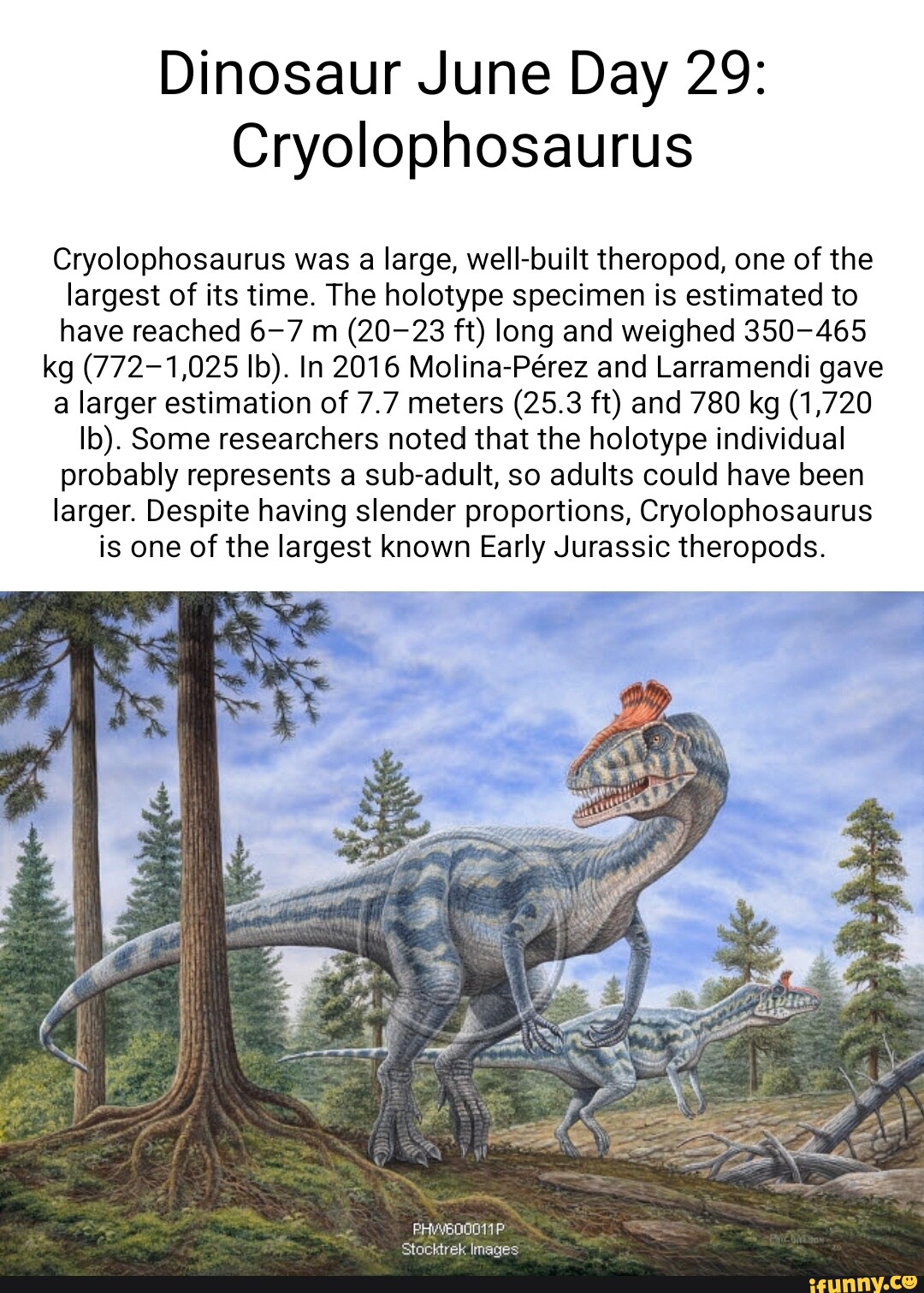 Dinosaur June Day 29: Cryolophosaurus Cryolophosaurus was a large, well ...